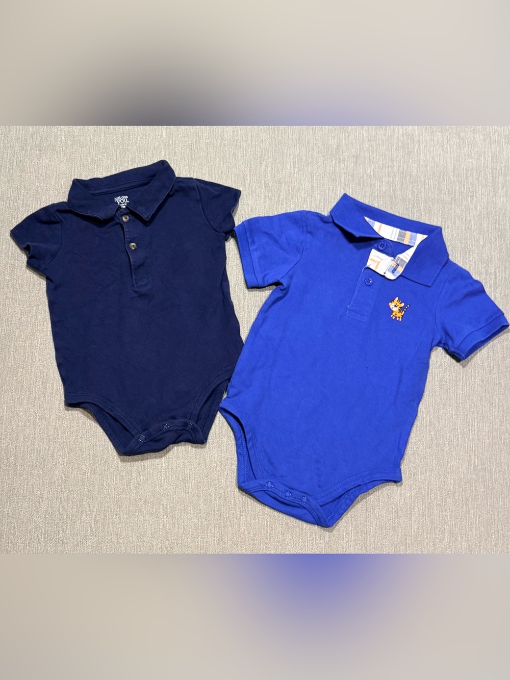 Garanimals Royal Blue Polo Onesie with Collar. Carters Navy Onesie with Collar
